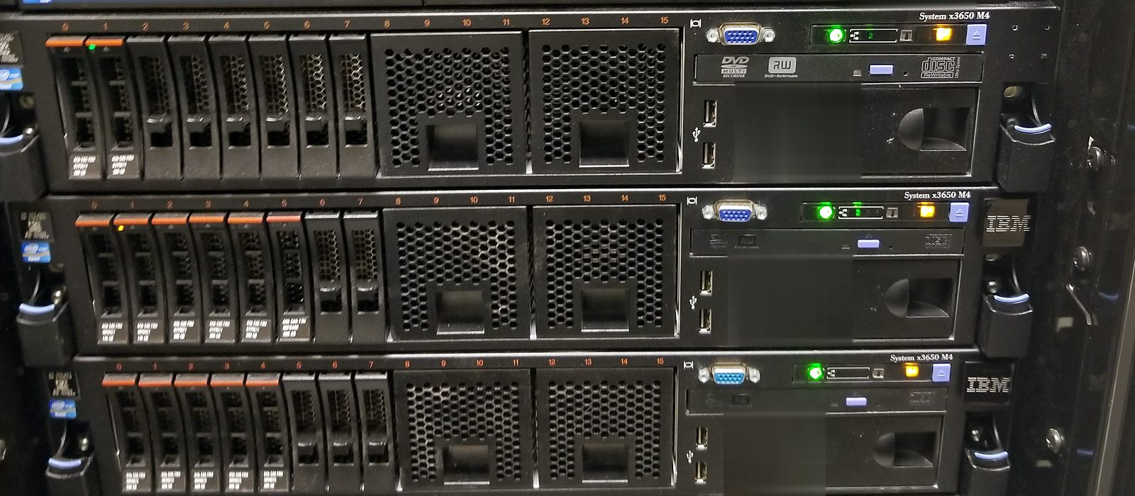 Rack servers with hot-swap drive bays and status lights, maintained by Engineer Austin